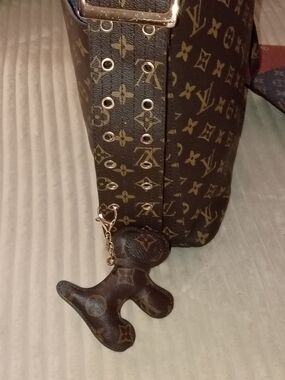 Louis Vuitton Monogram Canvas Shoulder Bag with Charm - Brown/Gold